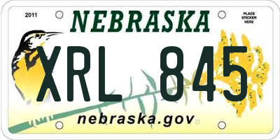 NE license plate XRL845