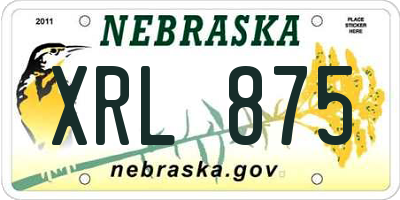 NE license plate XRL875