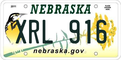 NE license plate XRL916