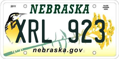 NE license plate XRL923