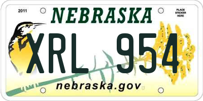 NE license plate XRL954
