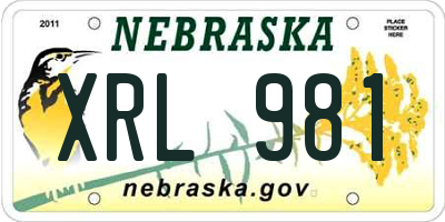 NE license plate XRL981