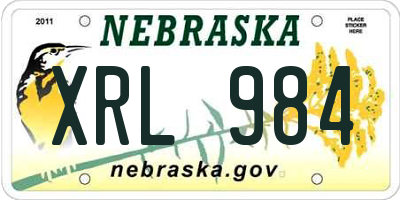 NE license plate XRL984