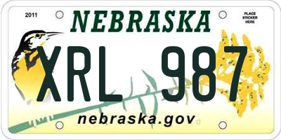 NE license plate XRL987