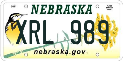 NE license plate XRL989