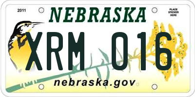 NE license plate XRM016