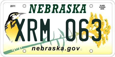 NE license plate XRM063