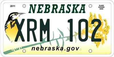 NE license plate XRM102