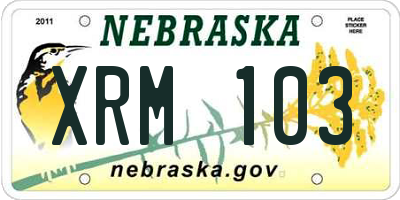 NE license plate XRM103