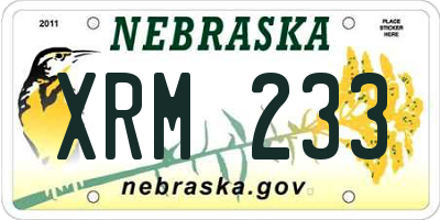 NE license plate XRM233