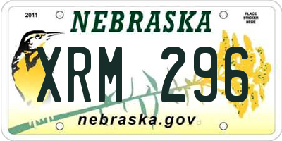 NE license plate XRM296