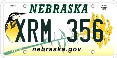 NE license plate XRM356