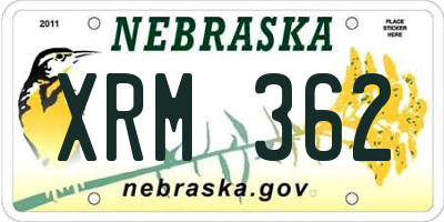 NE license plate XRM362