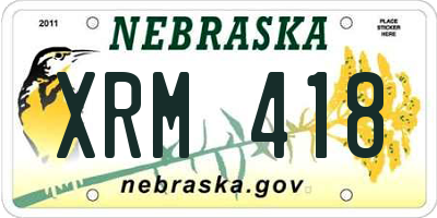 NE license plate XRM418