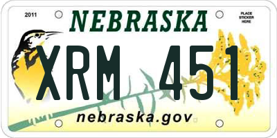 NE license plate XRM451