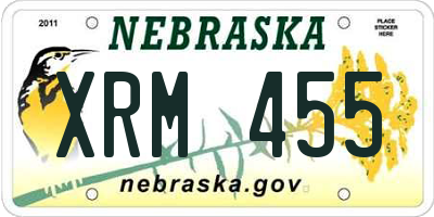 NE license plate XRM455