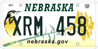 NE license plate XRM458