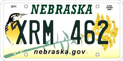 NE license plate XRM462