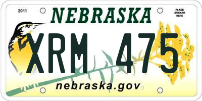 NE license plate XRM475