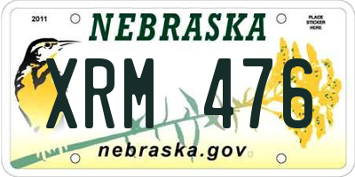 NE license plate XRM476