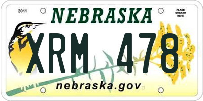 NE license plate XRM478