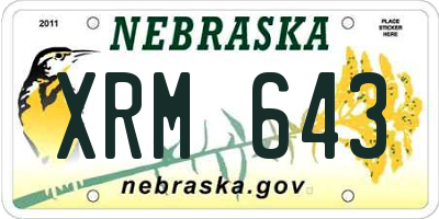 NE license plate XRM643