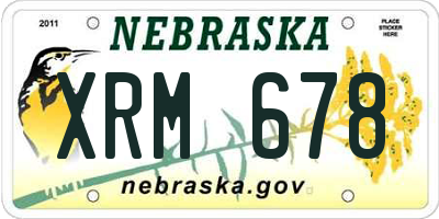NE license plate XRM678