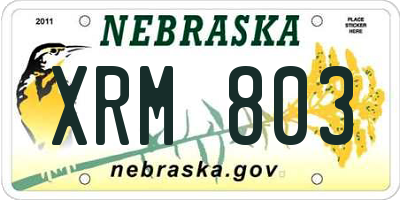 NE license plate XRM803