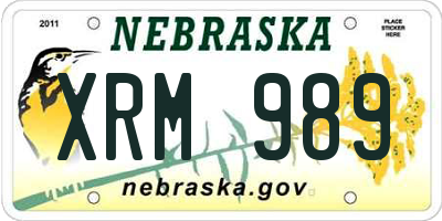 NE license plate XRM989