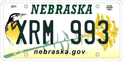 NE license plate XRM993