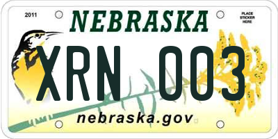 NE license plate XRN003