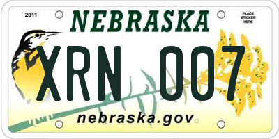NE license plate XRN007