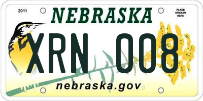 NE license plate XRN008