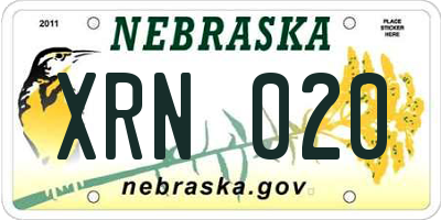 NE license plate XRN020