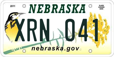 NE license plate XRN041