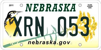NE license plate XRN053