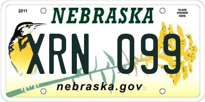 NE license plate XRN099