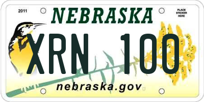 NE license plate XRN100