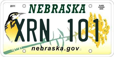 NE license plate XRN101