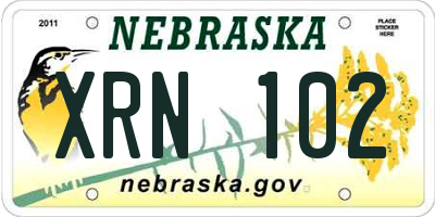 NE license plate XRN102