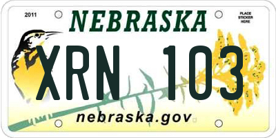 NE license plate XRN103