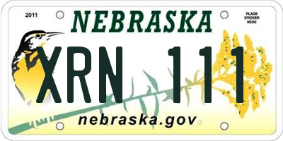 NE license plate XRN111