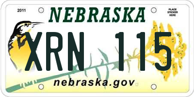 NE license plate XRN115