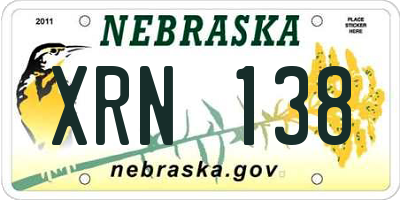 NE license plate XRN138
