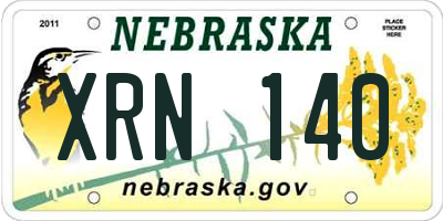 NE license plate XRN140