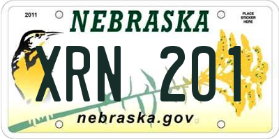 NE license plate XRN201