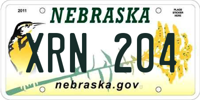 NE license plate XRN204
