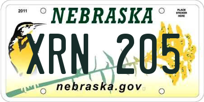 NE license plate XRN205