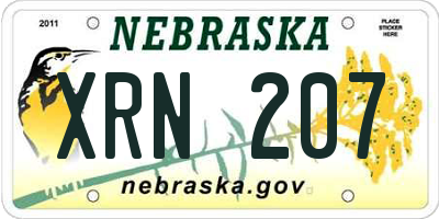 NE license plate XRN207