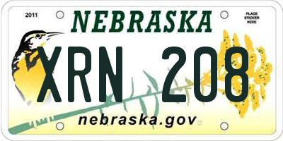 NE license plate XRN208
